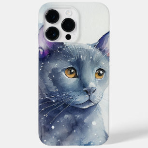 BEAUTIFULLT VATTENFÄRG RYSKA BLUE CAT