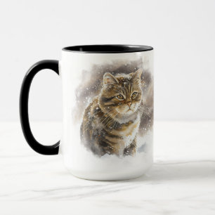 BEAUTIFULLT VATTENFÄRGBROWN TABBY KATT MUGG