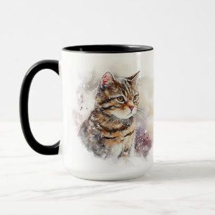 BEAUTIFULLT VATTENFÄRGBROWN TABBY KATT MUGG