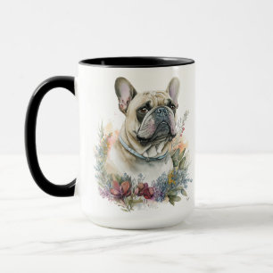 BEAUTIFULLT VATTENFÄRGER FRANSK BULLDOG HUND MUGG
