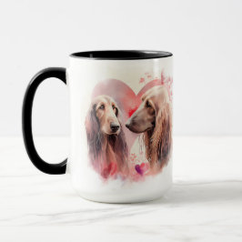 BEAUTIFULLT VATTENFÄRGPAIR FÖR AFGHAN HOUND HUNDAR MUGG