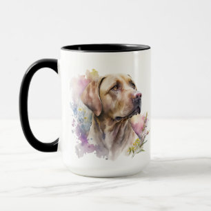 BEAUTIFULLT VATTENFÄRGSKÄRM GULT LABRADOR RETRIEVE MUGG