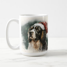 BEAUTIFULLT VATTERCOLOR CHRISTMAS SPANIEL HUND KAFFEMUGG