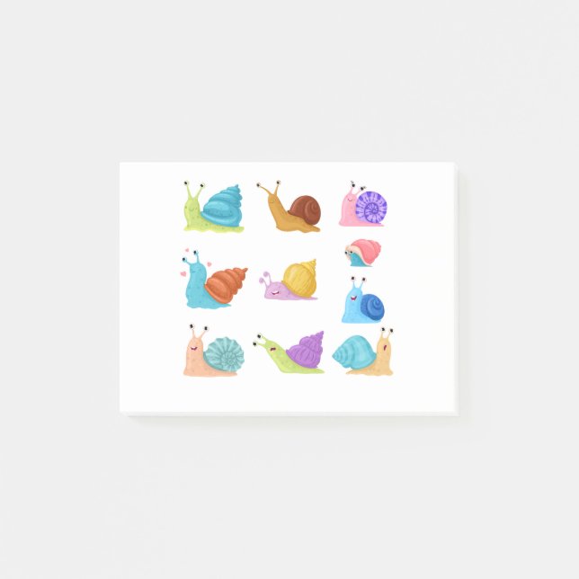 Beautifully Illustrated Snails Cartoon Snail Lover Post-it Block (Framsida)