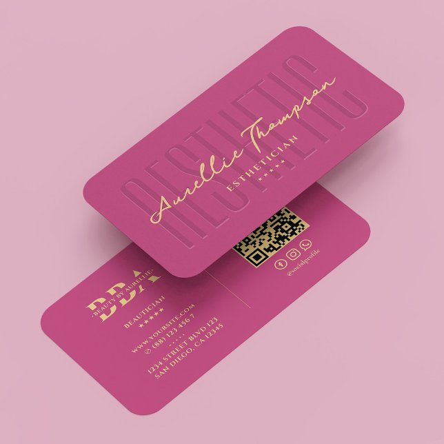 Beautiker Esthetician Aesthetic Rosa Modern Visitkort (Beautician Esthetician Aesthetic Pink Modern Business Card
)