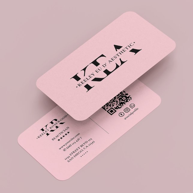 Beautiker Esthetician Rosa Pastel Modern Visitkort (Beautician Esthetician Pink Pastel Modern Business Card
)