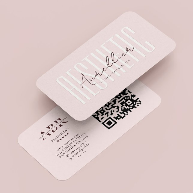 Beautiker Monogram kometolog Aesthetic Rosa Visitkort (Beautician Monogram Cosmetologist Aesthetic Pink Business Card
)