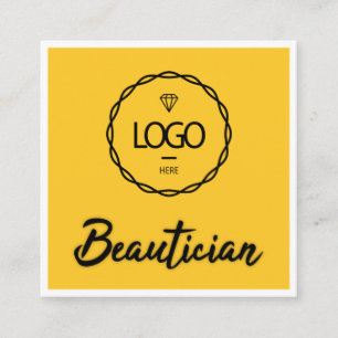 Beautiker QR Logotyp Framad Gult Svartvit Fyrkantigt Visitkort