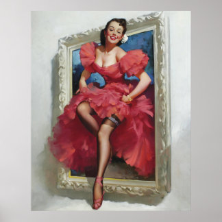 Beautìul Kvinnor steg ut och in Pin Up Poster