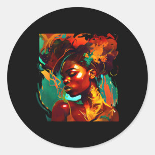 Beautuful Black Art African American Woman Paintin Runt Klistermärke