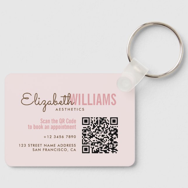 Beauty Aesthetics Business & Loyalty Card QR-kod Nyckelring (Framsida)