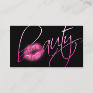Beauty Affärskort Rosa Glossy Läppar Black Visitkort