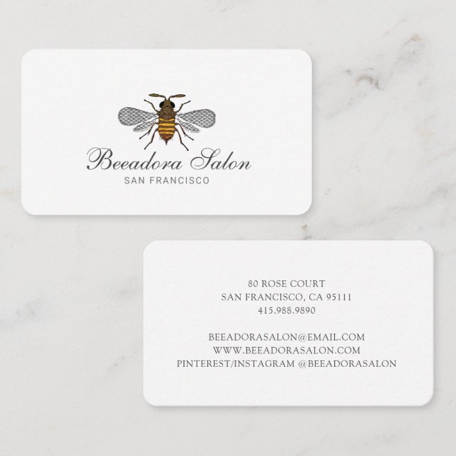 Beauty and Hair Salon, Cute Honungsbin Visitkort (Fram/baksida)