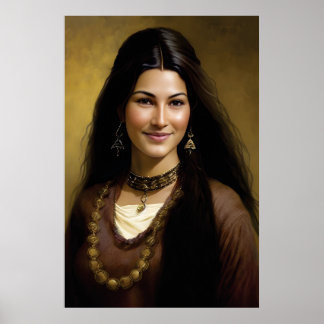Beauty and Resilience: en afghansk kvinnas Porträt Poster
