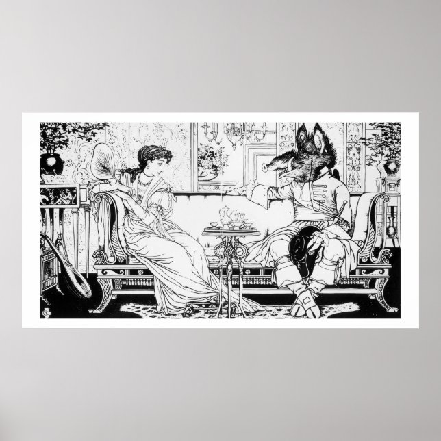 Beauty and the Beast, 1874 (litho) (b/w bild) Poster (Framsidan)