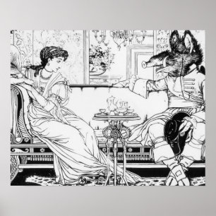 Beauty and the Beast, 1874 (litho) (b/w bild) Poster