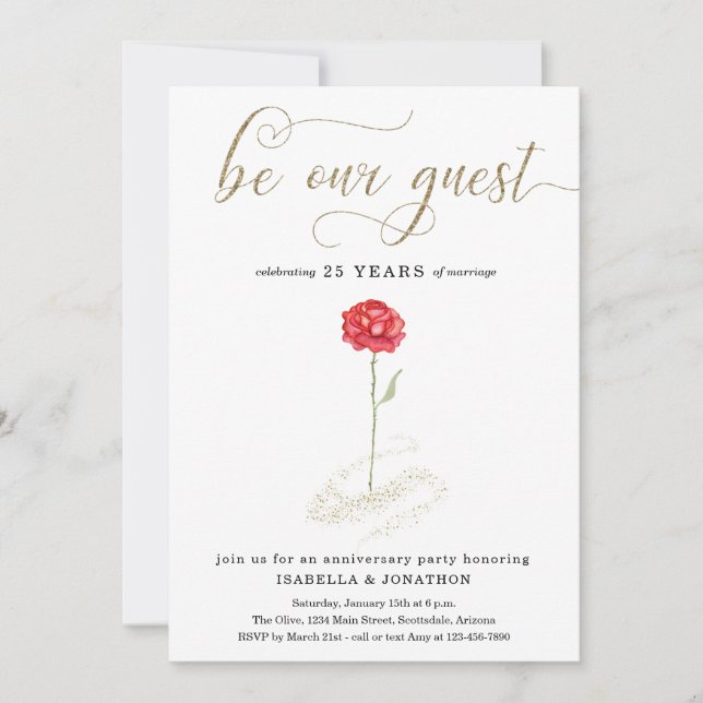 Beauty and the Beast Anniury Party Investigation Inbjudningar (Framsida)