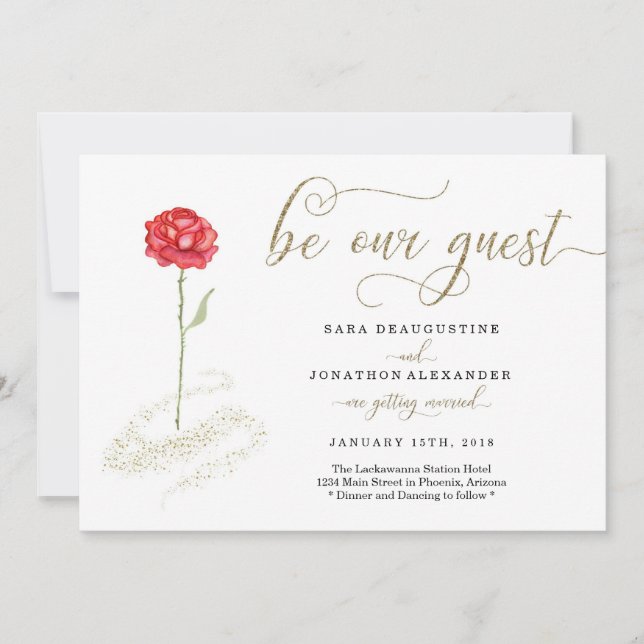 Beauty and the Beast Wedding Investigation Inbjudningar (Framsida)