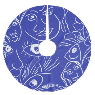 Beauty ansikte: one-line teckning. julgransmatta borstad polyester