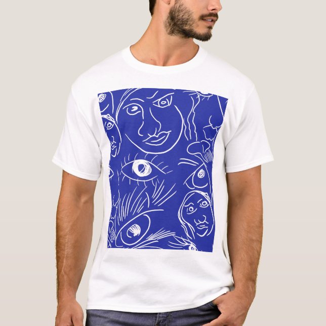 Beauty ansikte: one-line teckning. t shirt (Framsida)