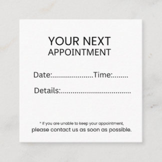Beauty Appointation Card för enkel Elegant Vita Gu Tidsbeställning Kort