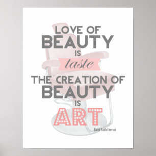 Beauty är Art Retro Quote Stylist Salon Print Poster