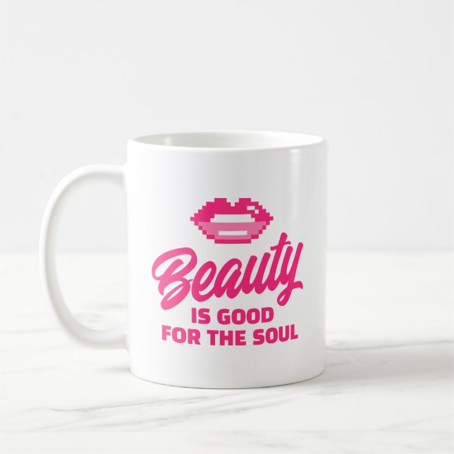 Beauty är bra för den själ söta citattestudikern kaffemugg (Vänster)