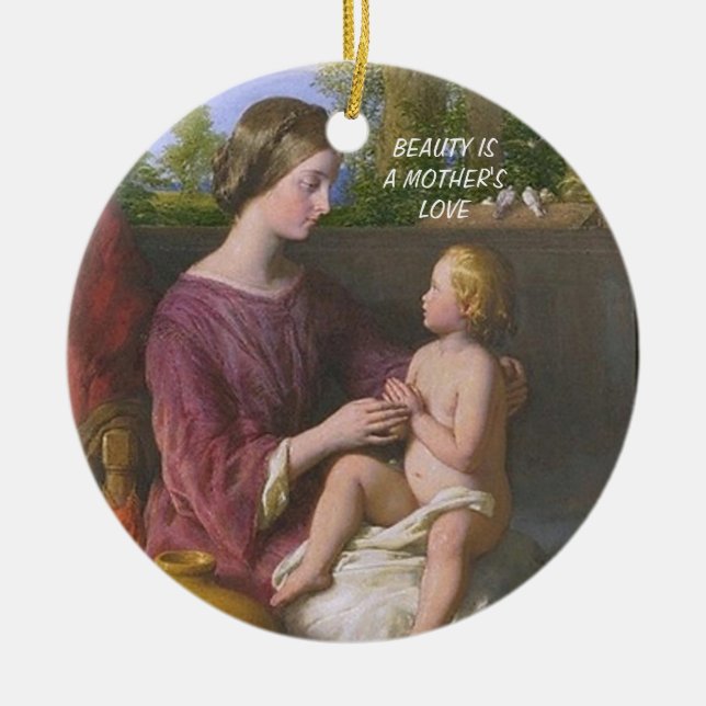 BEAUTY ÄR ETT MOR KÄRLEK JULGRANSPRYDNAD KERAMIK (Framsidan)