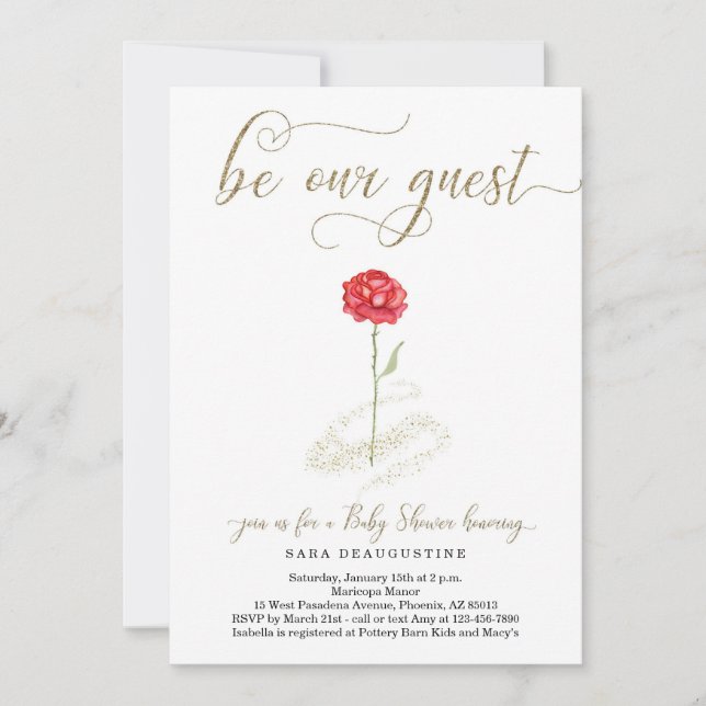 Beauty & Beast Baby Shower-inbjudan Inbjudningar (Framsida)