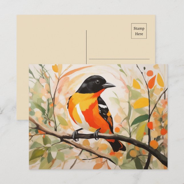 Beauty Bird Baltimore Oriole Vykort (Fram/baksida)