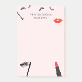 Beauty Biz Eyelash Läppar Mascara Makeup Rosa Post-it Block