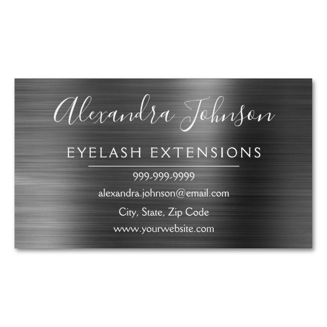 Beauty, Black Metallic Foil Eyelash Extenuty Magnetiska Visitkort (Framsida)