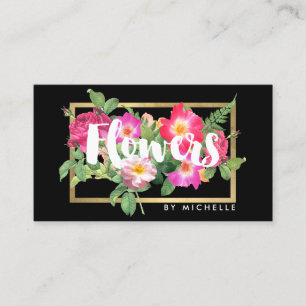 Beauty Blommigts Florist Black Visitkort