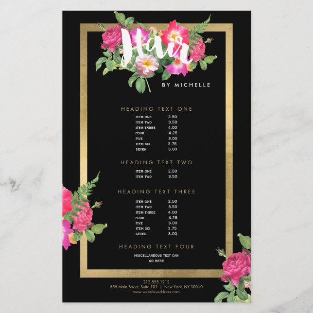 Beauty Blommigts Hair Stylist Black Flygblad (Framsidan)