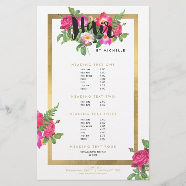 Beauty Blommigts Hair Stylist White Flygblad (Framsidan)
