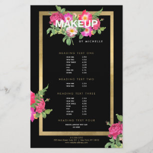 Beauty Blommigts Makeup Artist fold Black Flygblad