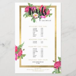 Beauty Blommigts Nail Salon White Flygblad