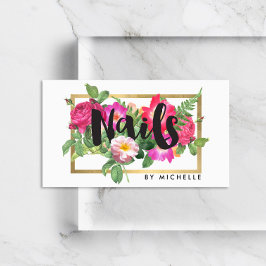 Beauty Blommigts Nail Salon White Visitkort
