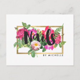 Beauty Blommigts Nail Salon White Vykort