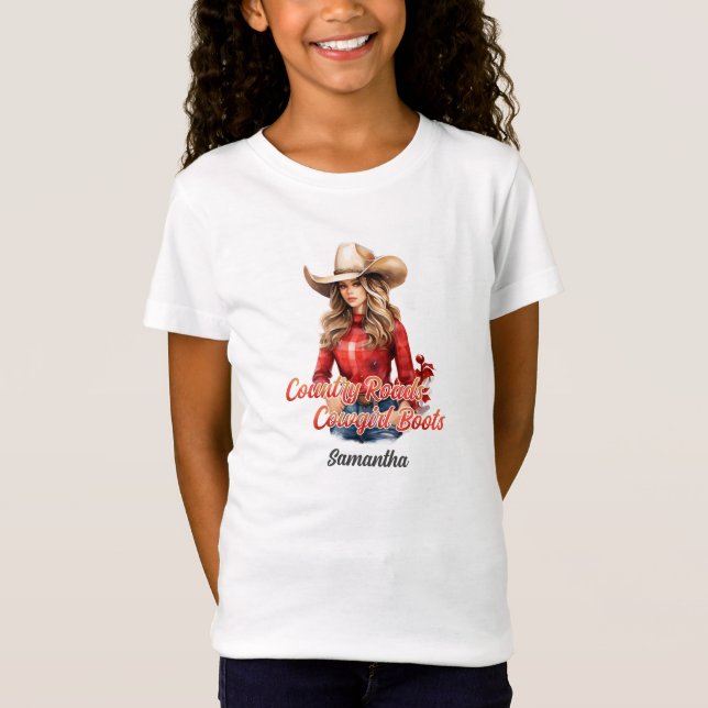 Beauty blonde flicka i land t shirt (Framsida)