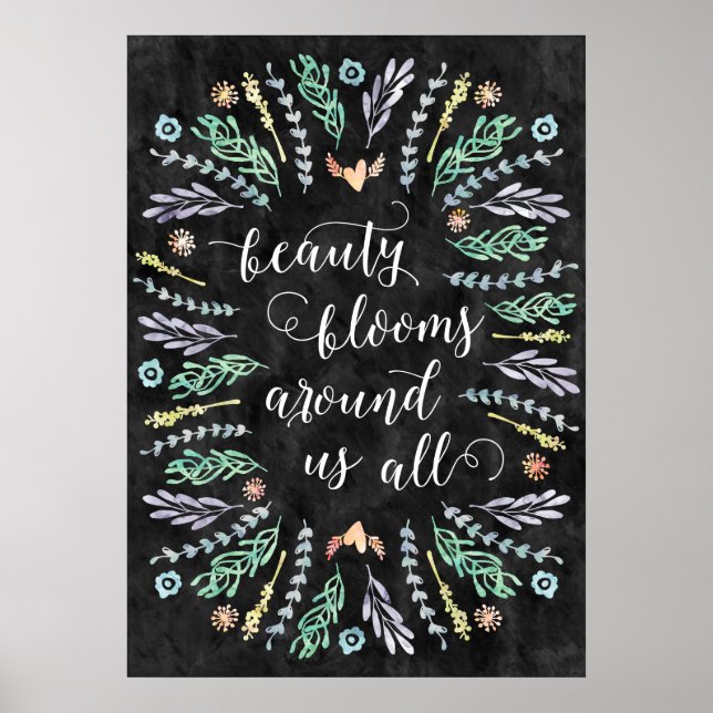 Beauty Blooms | Kalligrafiktsoffert för kartong Poster (Framsidan)