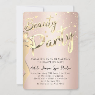Beauty Body Party omedelbar nedladdning Guld Ro Inbjudningar