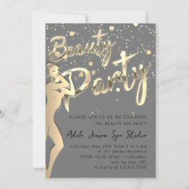 Beauty Body Party snabbhämtning Guld Grått Inbjudningar