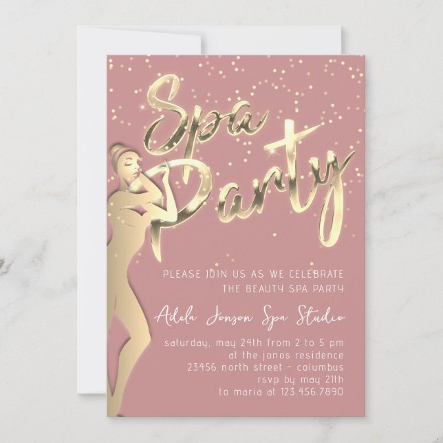 Beauty Body SPA Party, omedelbar nedladdning av Gu Inbjudningar (Framsida)