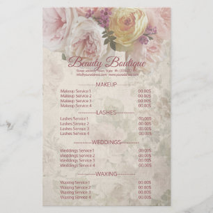 Beauty Boutique Cream Flower Pris List Flygblad