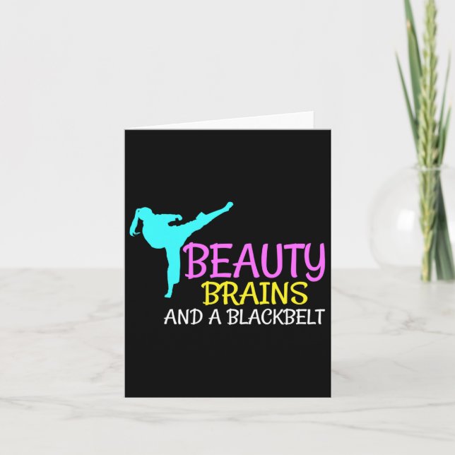 Beauty Brains Black Bälte Karate Martial Arts Gift Kort (Framsida)