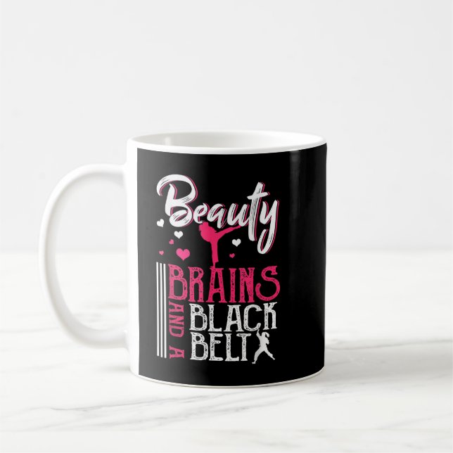 Beauty Brains Black Bälte Martial Arts Karate Gift Kaffemugg (Vänster)