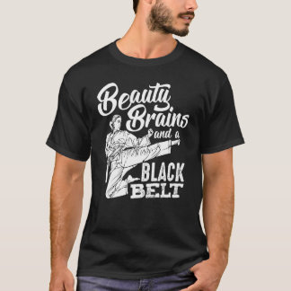 Beauty Brains Black Martial Fighter Taekwondo Bält T Shirt