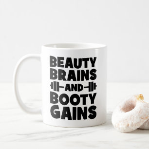 Beauty, Brains, Booty Gains - Women's Novelty Gym Kaffemugg