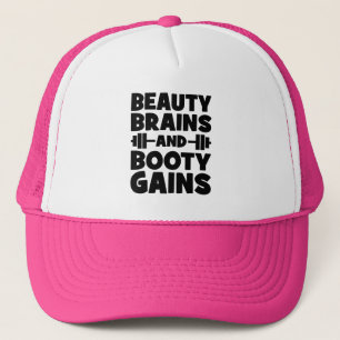 Beauty, Brains, Booty Gains - Women's Novelty Gym Keps